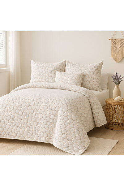 Evimcim Anastasia 4 Piece Pike Set – Premium Black and Gray Patterned Bedspread & Decorative Set
