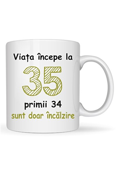 T&M Personalizare Cană personalizată „Viața începe la 35 de ani — primii 34 s...