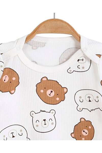 Egelite Bear Printed Long Sleeve Baby Snap-On Bodysuit, Bodysuit, Undershirt 0-3 Years Old