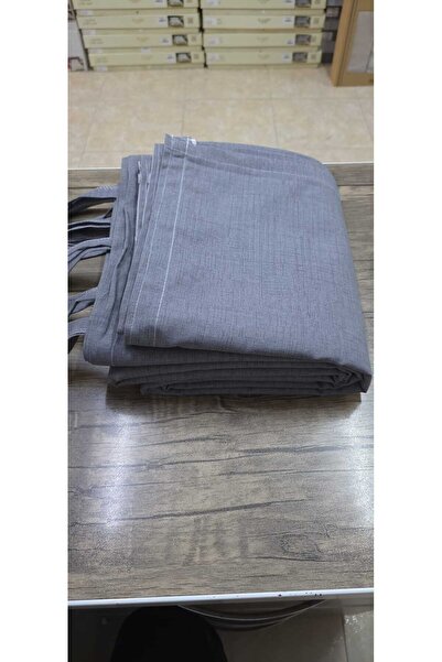 DEVRİM OLİVYA TEKSTİL Lüks 1.Sınıf Kornişli Antrasit Balkon Perdesi En X Yükseklik Ölçülerle