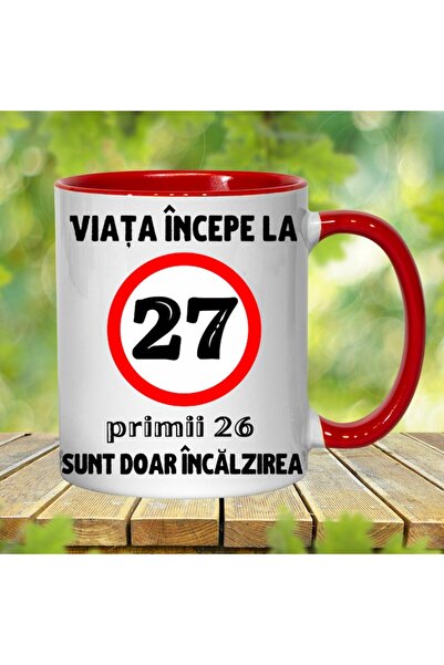 T&M Personalizare Personalized Mug - Life begins at 27 years, red, 330 ml