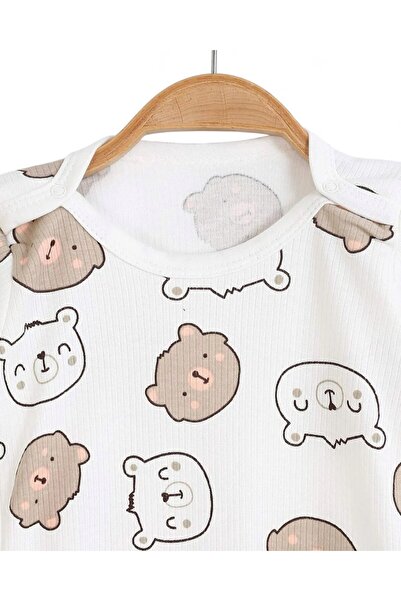 Egelite Bear Printed Long Sleeve Baby Snap-On Bodysuit, Bodysuit, Undershirt 0-3 Years Old