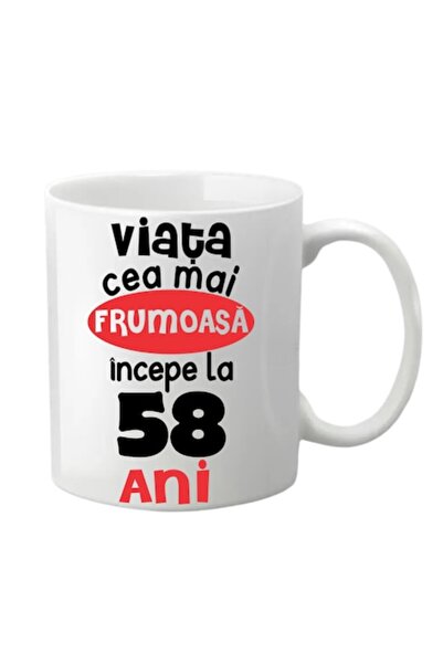 T&M Personalizare Cană personalizată - 58 de ani, viața începe la apogeu, alb...