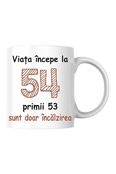 T&M Personalizare Cană personalizată - Viața începe la 54 de ani, v2, albă, 3...
