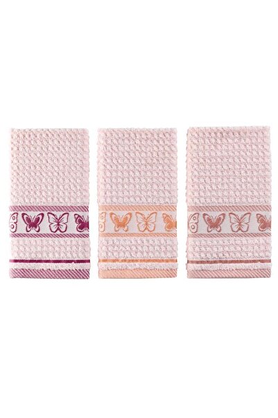 Karna Home Σετ Πετσέτες Κουζίνας 3 τεμαχίων Ζακάρ Βαμβακερό Πεταλούδα 30x50