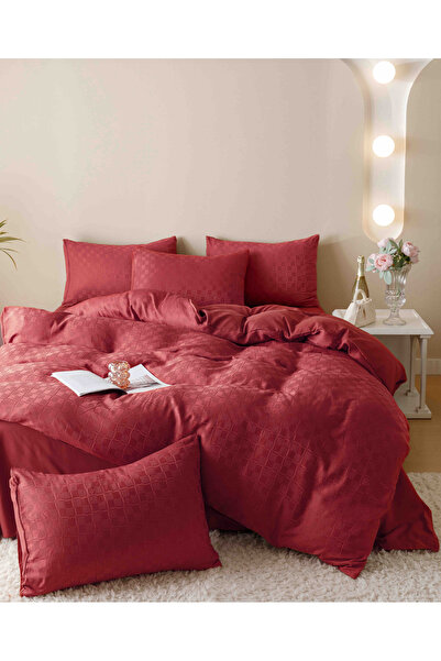 FIONNA.RO Jacquard Finetat UNI Bed Linen - Bordeaux