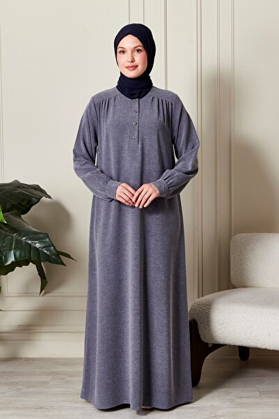 fistan Gömlek Roba Önden Düğmeli Salaş Kumlu Krep Elbise Tesettür Elbise Anne...