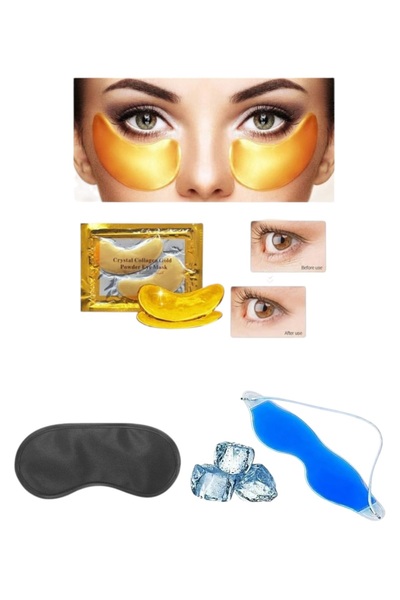 Nadom 3'lü Göz Altı Torba Şişkinik Sıcak Soguk Jel Göz Terapi Bandı Maske Seti