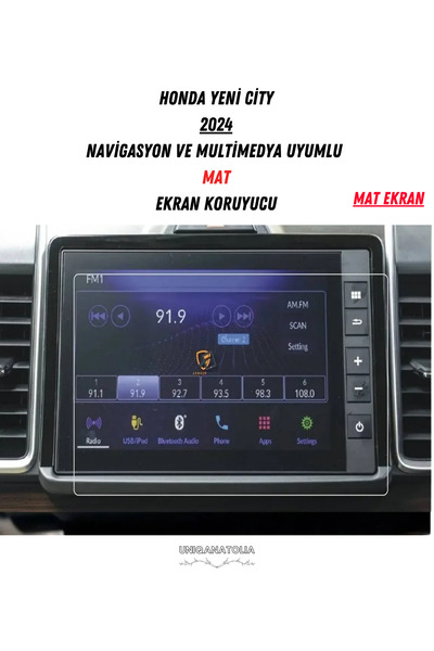 UniqAnatolia واقي شاشة متوافق مع نظام الملاحة والوسائط المتعددة لسيارة هوندا سيتي الجديدة 2024