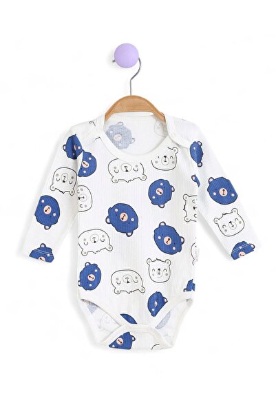 Egelite Bear Printed Long Sleeve Baby Snap-On Bodysuit, Bodysuit, Undershirt 0-3 Years Old