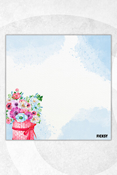 Ficksy مفكرة زهور - مقاس 9*9 سم - 50 ورقة - مفكرة - مذكرة - ورق ملاحظات - قائمة المهام - دفتر ملاحظات