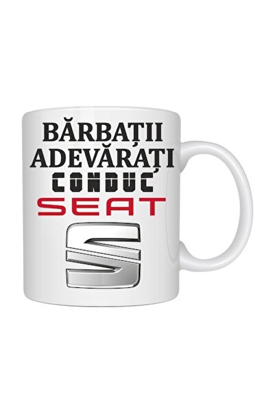 T&M Personalizare Cană personalizată „Real Men Drive SEAT”, 330 ml, albă