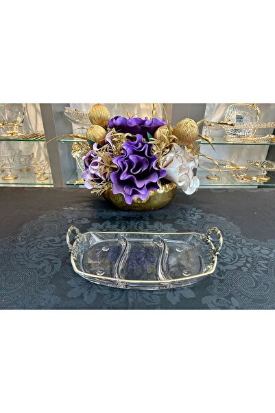 Santara Avangarde Antique Colored Metal Handle Antique Gilt Stunning Tray & Presentation Bowl & Sugar Bowl 30X16 cm