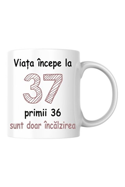 T&M Personalizare Cană personalizată - Viața începe la 37 de ani, v2, Alb, 33...