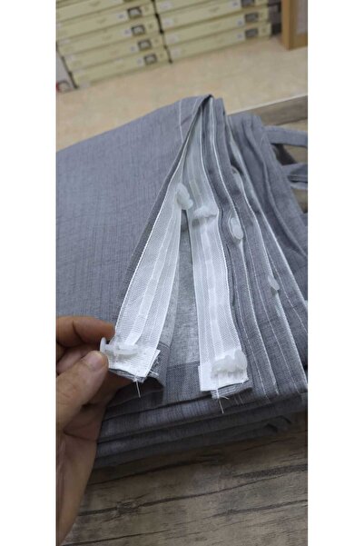 DEVRİM OLİVYA TEKSTİL Lüks 1.Sınıf Kornişli Antrasit Balkon Perdesi En X Yükseklik Ölçülerle