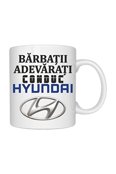 T&M Personalizare Cană personalizată „Bărbați adevărați conduc HYUNDAI”, auto, 330 ml, albă