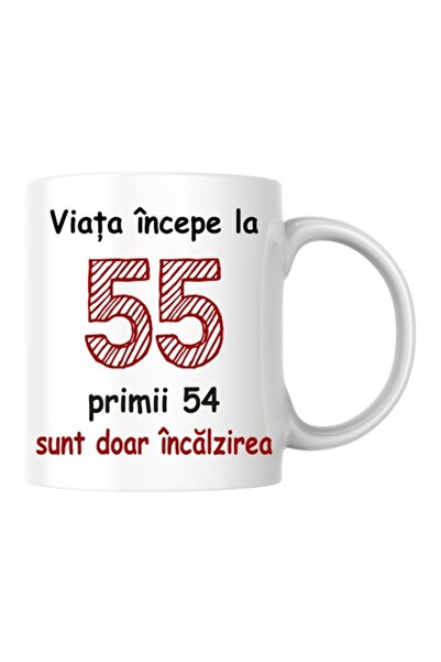 T&M Personalizare Cană personalizată - Viața începe la 55 de ani, v2, albă, 3...