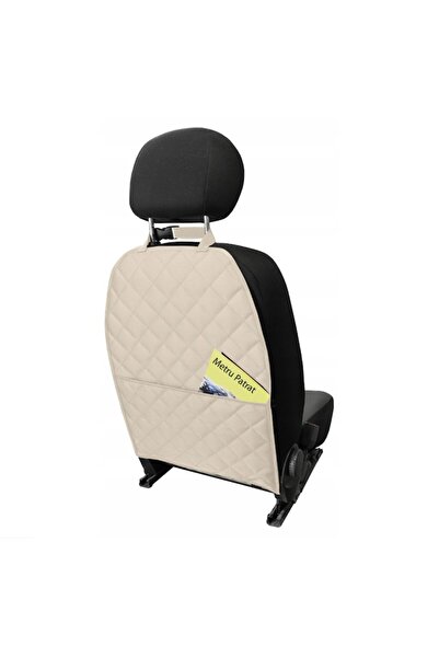 Metru Patrat Set 2 auto matte protective covers with organizer for front seat backrest, washable, waterproof, bei