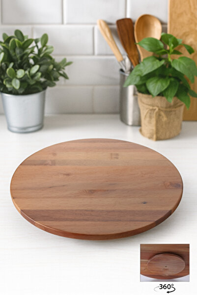 Çavdar Group Acacia 34 cm Rotating Pizza Board Cheese Breakfast Serving Presentation Plate