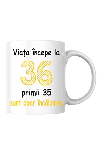 T&M Personalizare Cană personalizată - Viața începe la 36 de ani, v2, albă, 3...
