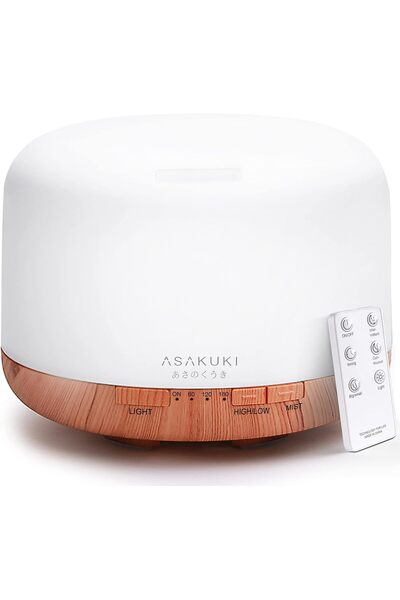 ASAKUKI ناشر زيوت عطرية فاخر سعة 500 مل، مرطب زيوت عطرية بالموجات فوق الصوتية للعلاج بالروائح