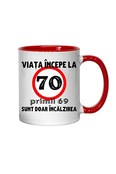 T&M Personalizare Cană personalizată - Viața începe la 70 de ani, interior ro...