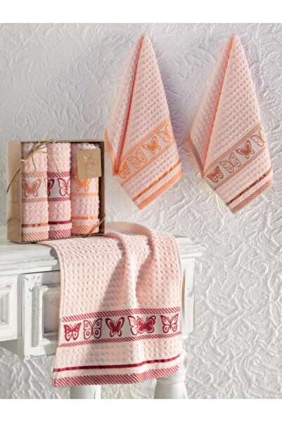 Karna Home Σετ Πετσέτες Κουζίνας 3 τεμαχίων Ζακάρ Βαμβακερό Πεταλούδα 30x50