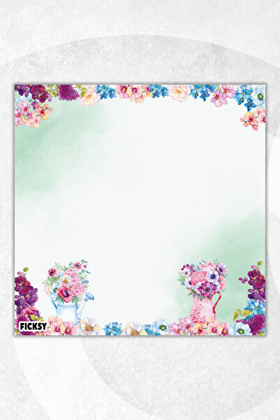 Ficksy مفكرة زهور - مقاس 9*9 سم - 50 ورقة - مفكرة - مذكرة - ورق ملاحظات - قائمة المهام - دفتر ملاحظات