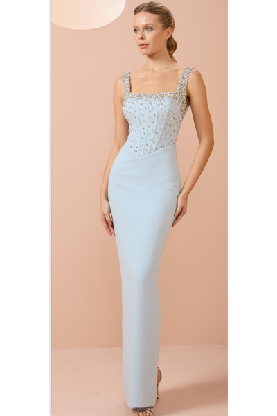 Mergen BUZ MAVİSİ ABİYE ELBİSE