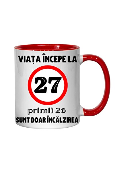 T&M Personalizare Personalized Mug - Life begins at 27 years, red, 330 ml
