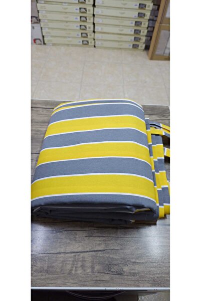 DEVRİM OLİVYA TEKSTİL Lüks 1.Sınıf Kornişli Sarı Gri Balkon Perdesi En X Yükseklik Ölçülerle