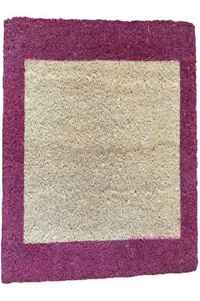 arvix Bleached Bordered Coir Mat, 40 x 60 x 15 cm, Multi-Color, One Piece