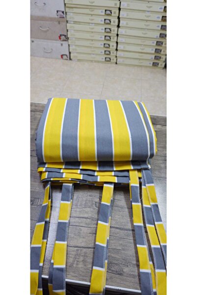 DEVRİM OLİVYA TEKSTİL Lüks 1.Sınıf Kornişli Sarı Gri Balkon Perdesi En X Yükseklik Ölçülerle