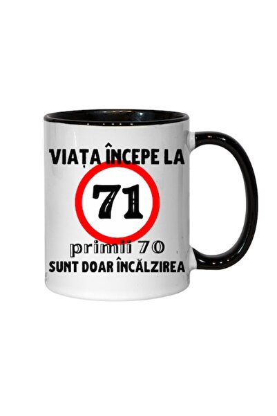 T&M Personalizare Cană personalizată - Viața începe la 71 de ani, interior ne...