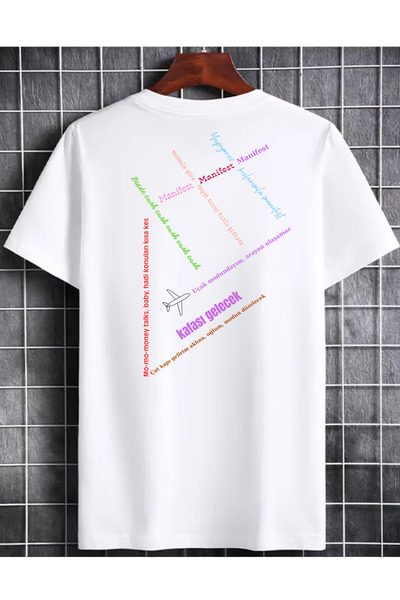 lovver تي شيرت أبيض بتصميم خاص مصنوع من القطن بنسبة 100% مع نص أغنية مكتوب من...