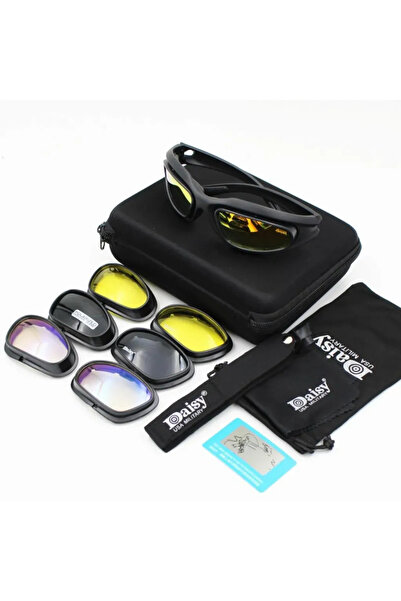 Daisy C5 Tactical 4 lensli Polarize gözlük / Taktikal gözlük / Bisiklet gözlüğü / Taktik Gözlük