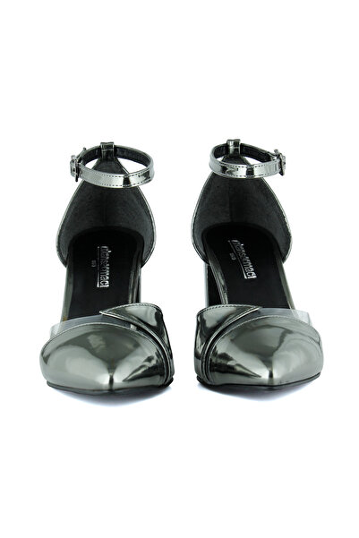 Erkan Saçmacı Aurora Platinum Mirror Transparent Design Pointed Toe Thick Heeled Classic Shoes