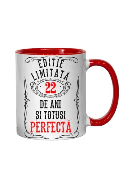 T&M Personalizare Personalized Mug - Limited Edition 22 Years and Perfect, Red, 330 ml