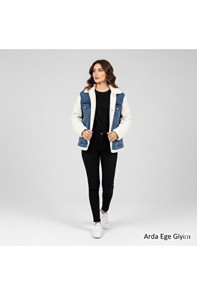 ArdaEge Ecru Plush Denim Coat
