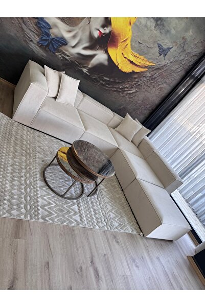 Erduran Mobilya ANGELO 5 MODÜL FİTİLLİ KADİFE KÖŞE KOLTUK TAKIMI