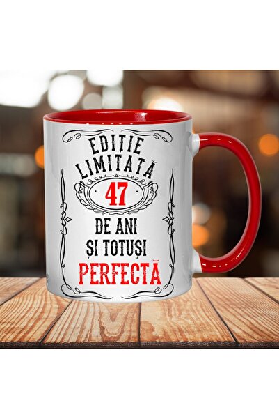 T&M Personalizare Personalized Mug - Limited Edition 47 Years and Perfect, Red Interior, 330 ml