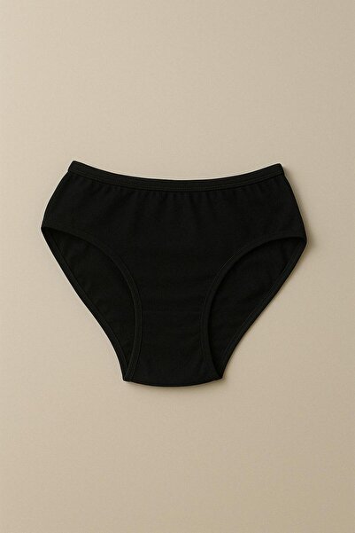 NOMOTHETIC Women's Panties 1 Pack High Waist 100% Cotton Lycra Flexible Solid Color Black