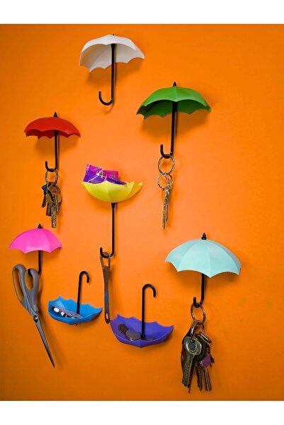ZMY Renkli Şemsiye Görünümlü Anahtar Askılığı 4 lü