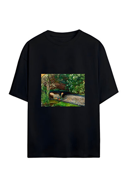 GraffTee تي شيرت أوفيليا للجنسين من القطن كبير الحجم