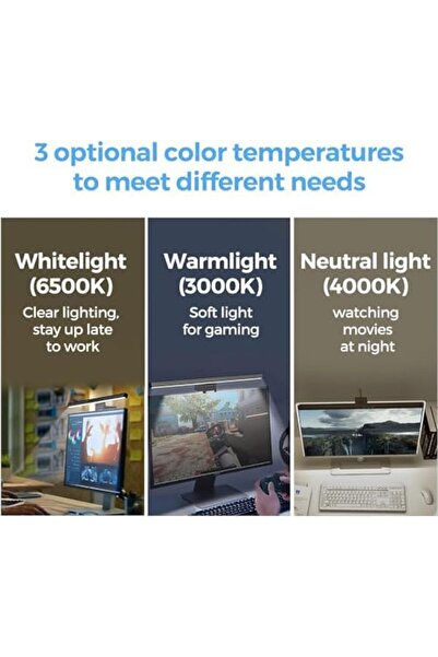 SKY TOUCH SKY-TOUCH 50cm Extended Computer Monitor Light: 3 Color Eye-Care LED Screen Lamp with Touch Control