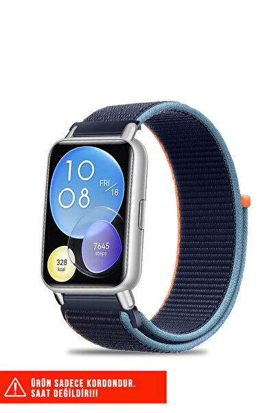 Nezih Case Huawei Watch Fit 2 Uyumlu Hasır Örgü Spor Cırtlı Pratik Naylon Kor...