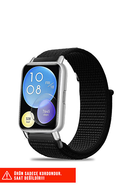 Nezih Case Huawei Watch Fit 2 Uyumlu Hasır Örgü Spor Cırtlı Pratik Naylon Kor...
