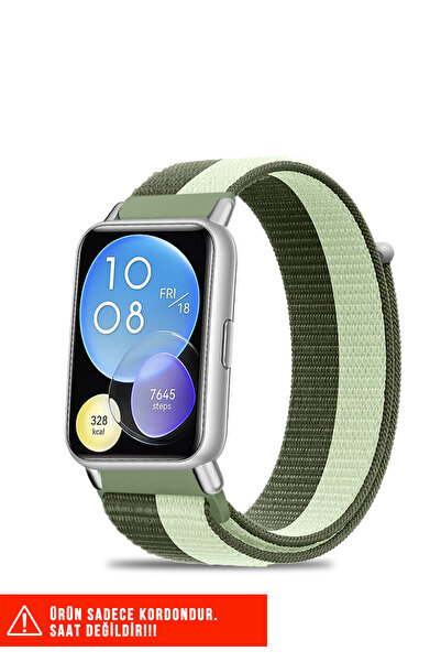 Nezih Case Huawei Watch Fit 2 Uyumlu Hasır Örgü Spor Cırtlı Pratik Naylon Kor...
