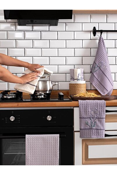 Karna Home Πετσέτες Κουζίνας 7τμχ Βαμβακερές Τορσόν Λεβάντα 45x65 εκ.