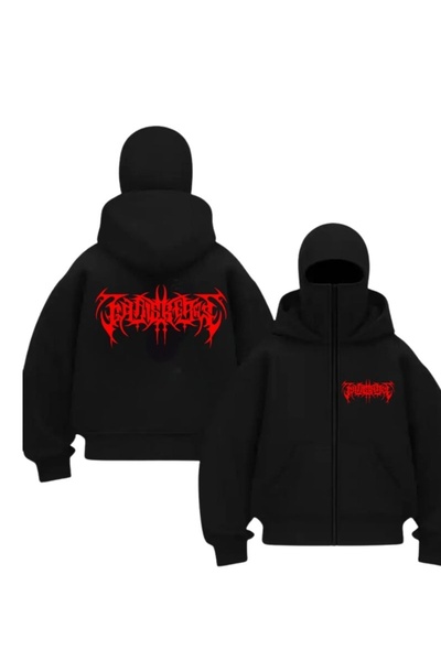 1blood Cardigan unisex BlackBlood Script cu imprimeu cu mască de zăpadă tricou